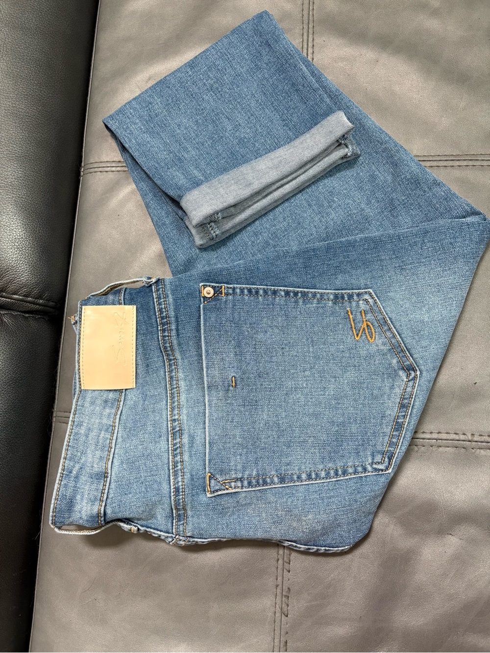 Seven7 Embroidered Crop Blue Jeans Size 14 High Rise EUC (read details) - Picture 4 of 5